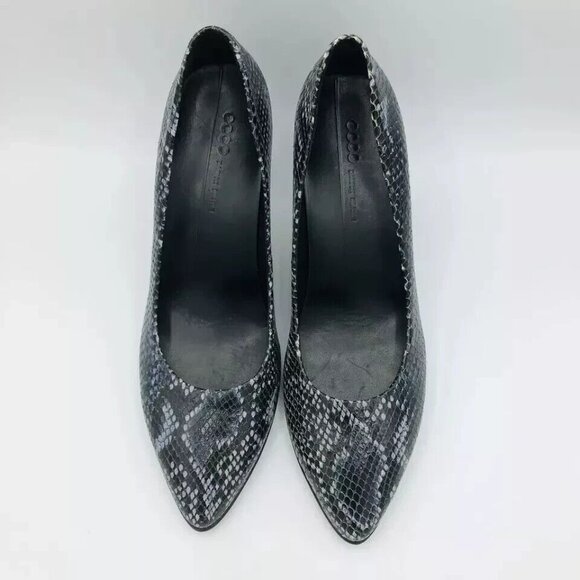 ECCO Womens Shoes Size 9 / EU40 Heels Danish Design Snake Animal Pointed Toe - Picture 4 of 11